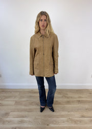 large beige Zara leather jacket photo 1