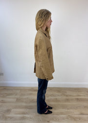 large beige Zara leather jacket photo 6