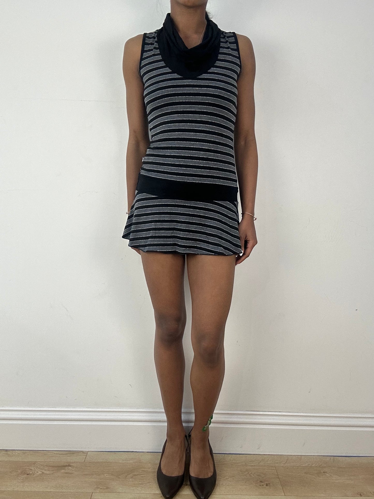 vintage edit eighteen | extra small black and grey striped mini dress