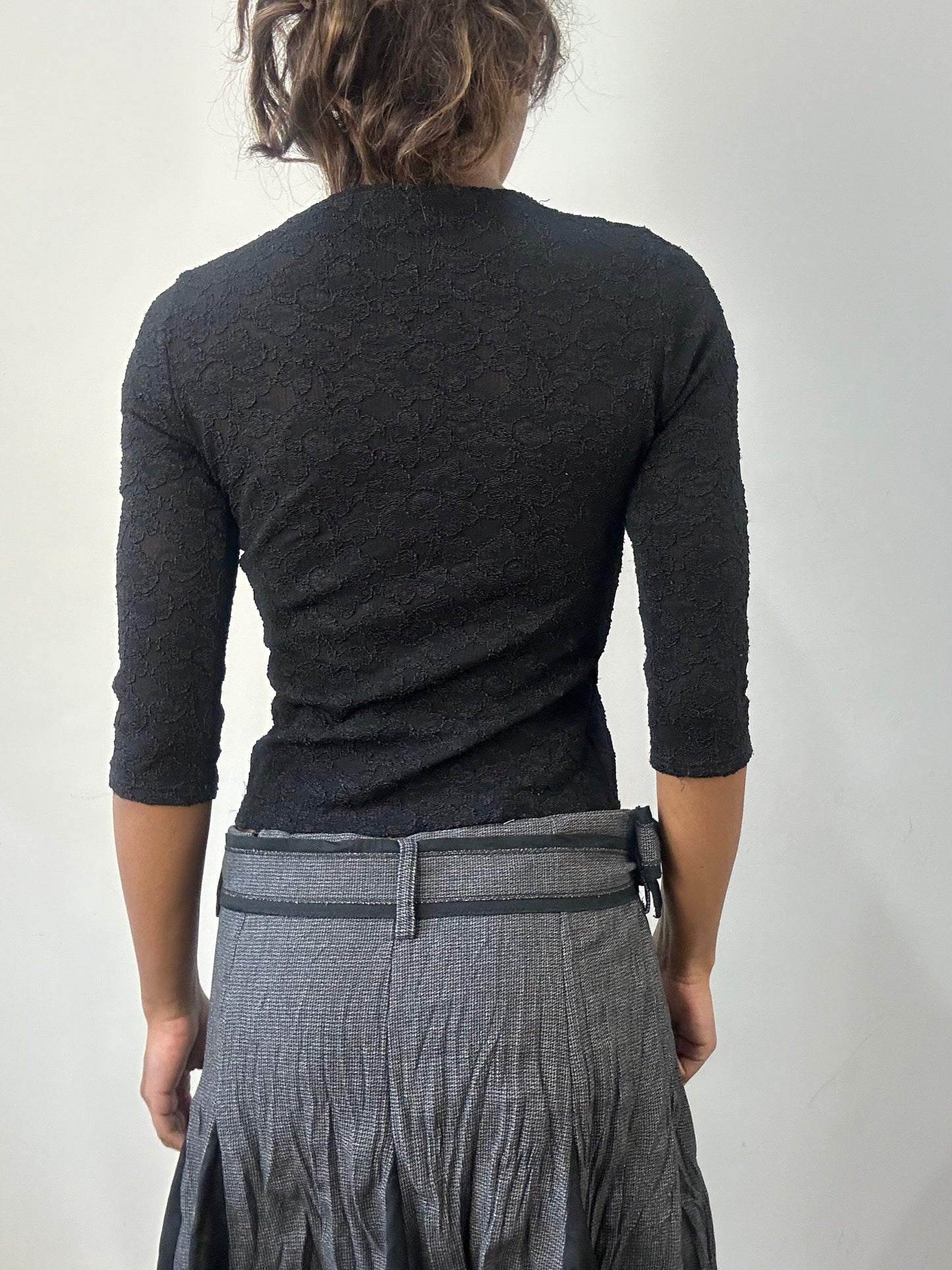 romantic grunge edit | small black 3/4 length sleeve top