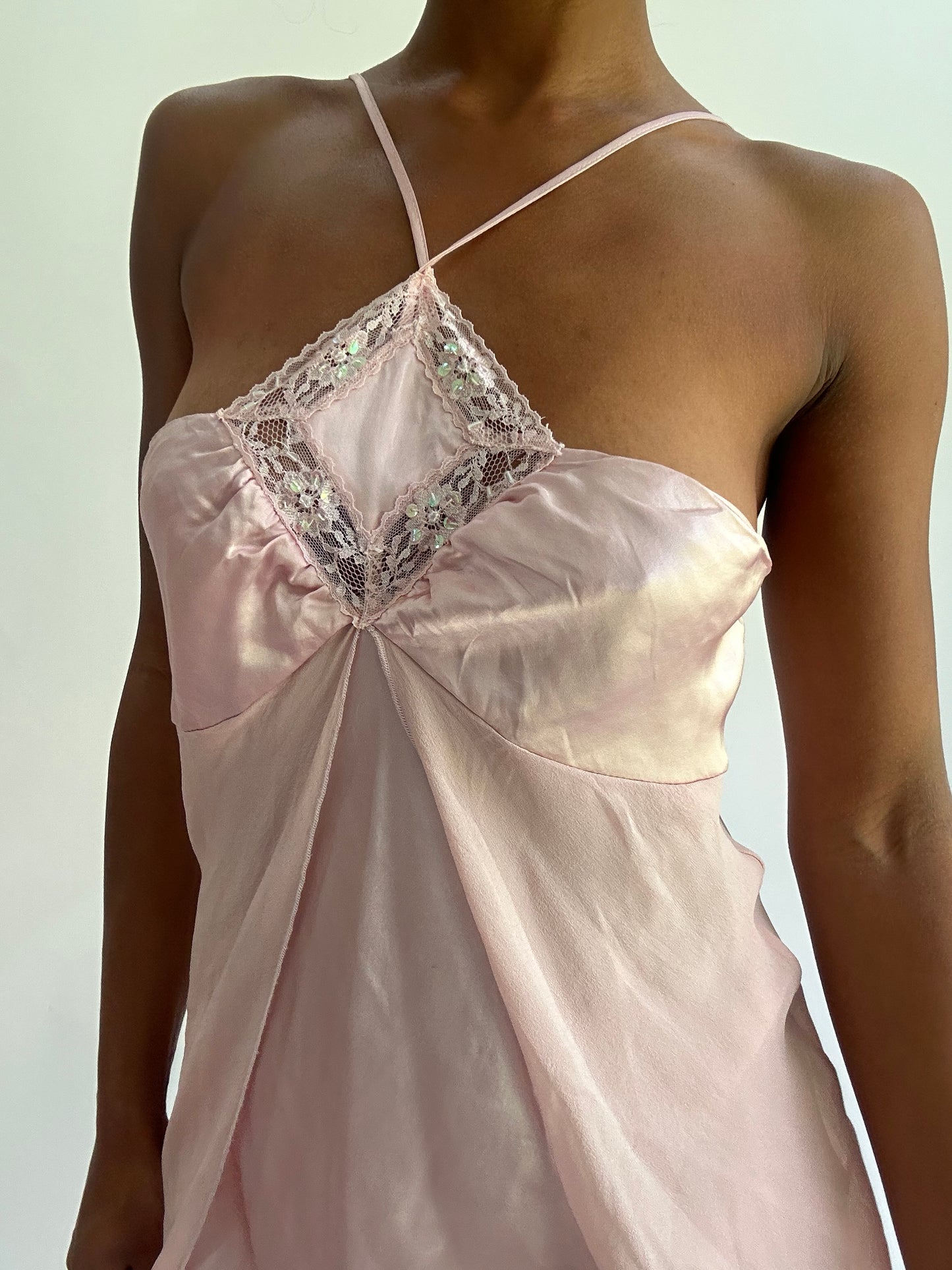 olivia rodrigo drop | small pink mesh overlay halterneck top