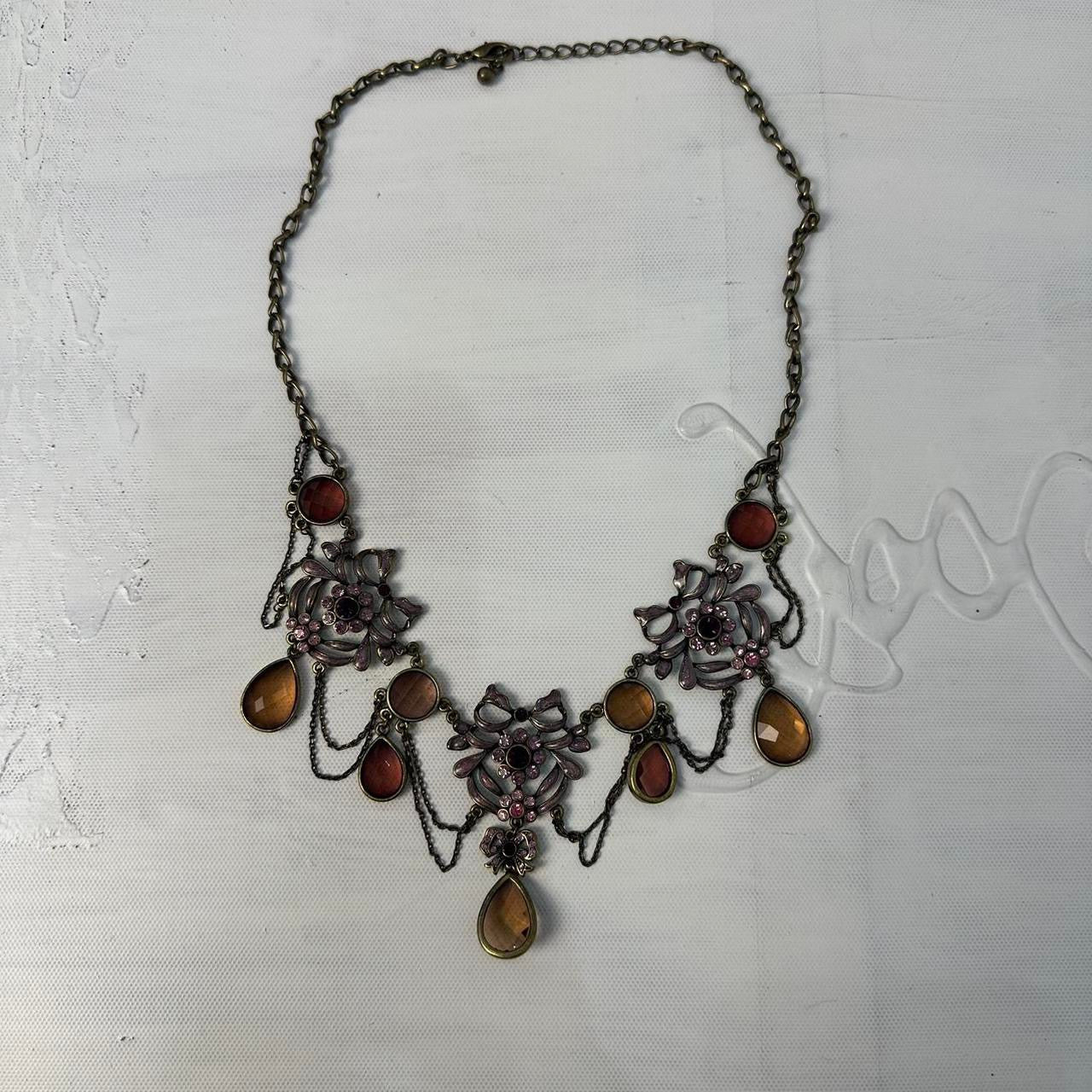 💻 CASTLECORE DROP | purple and amber gem layered necklace