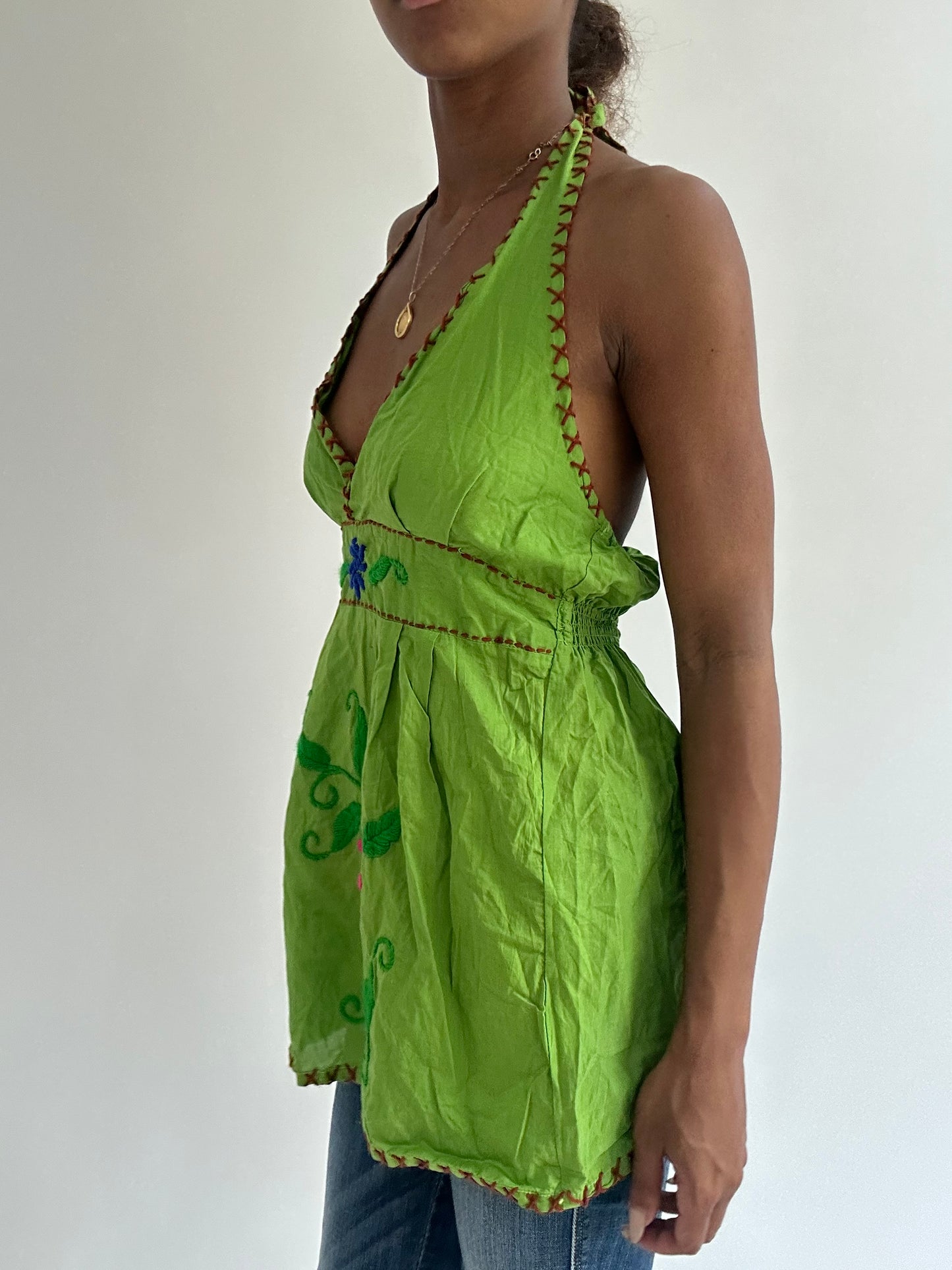BEST PICKS | small green halterneck embroidered top