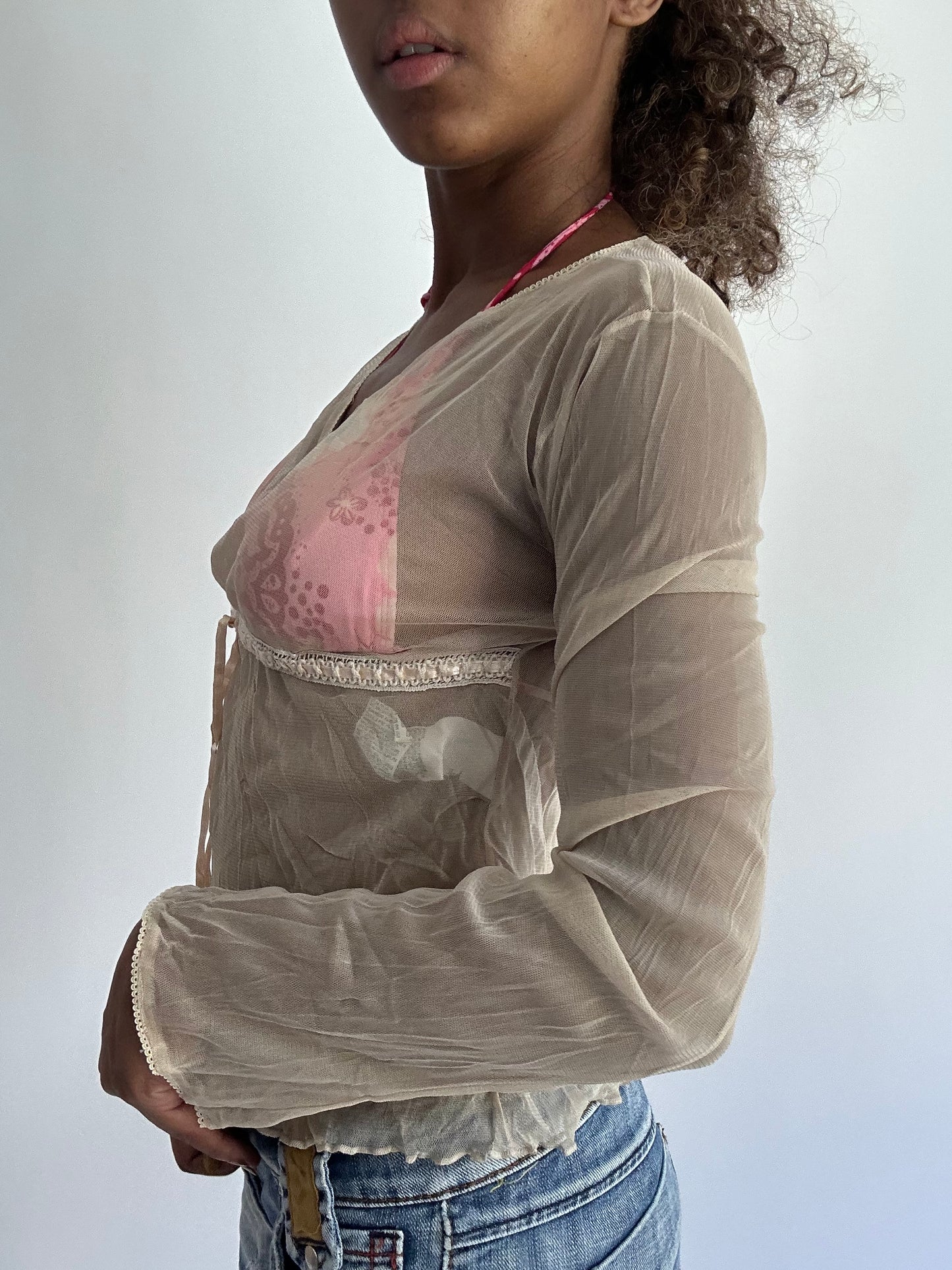 BEST PICKS | small beige sheer long sleeve top