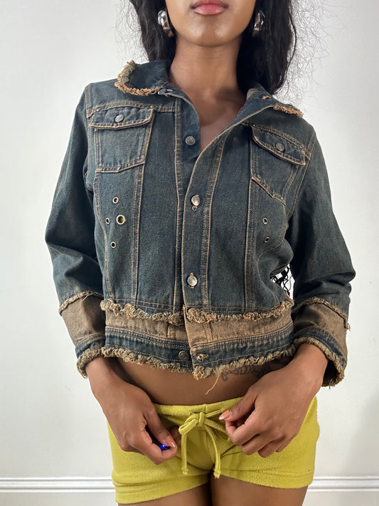 vintage edit twenty-five | small dark blue denim jacket with distressing