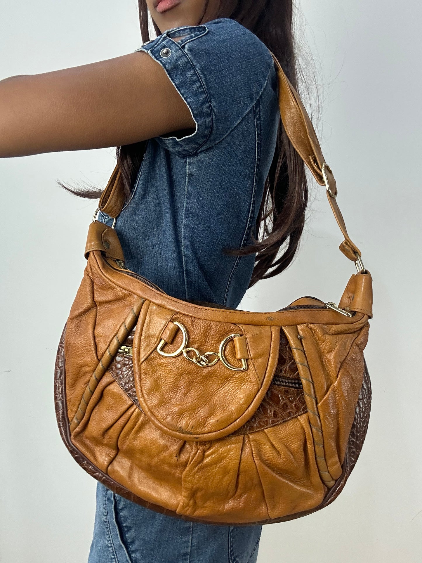 vintage edit thirty-three | brown faux leather shoulder bag