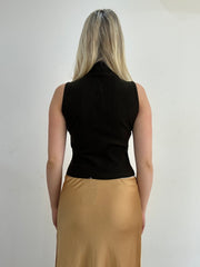 ‼️ | small dark brown sleeveless high neck top