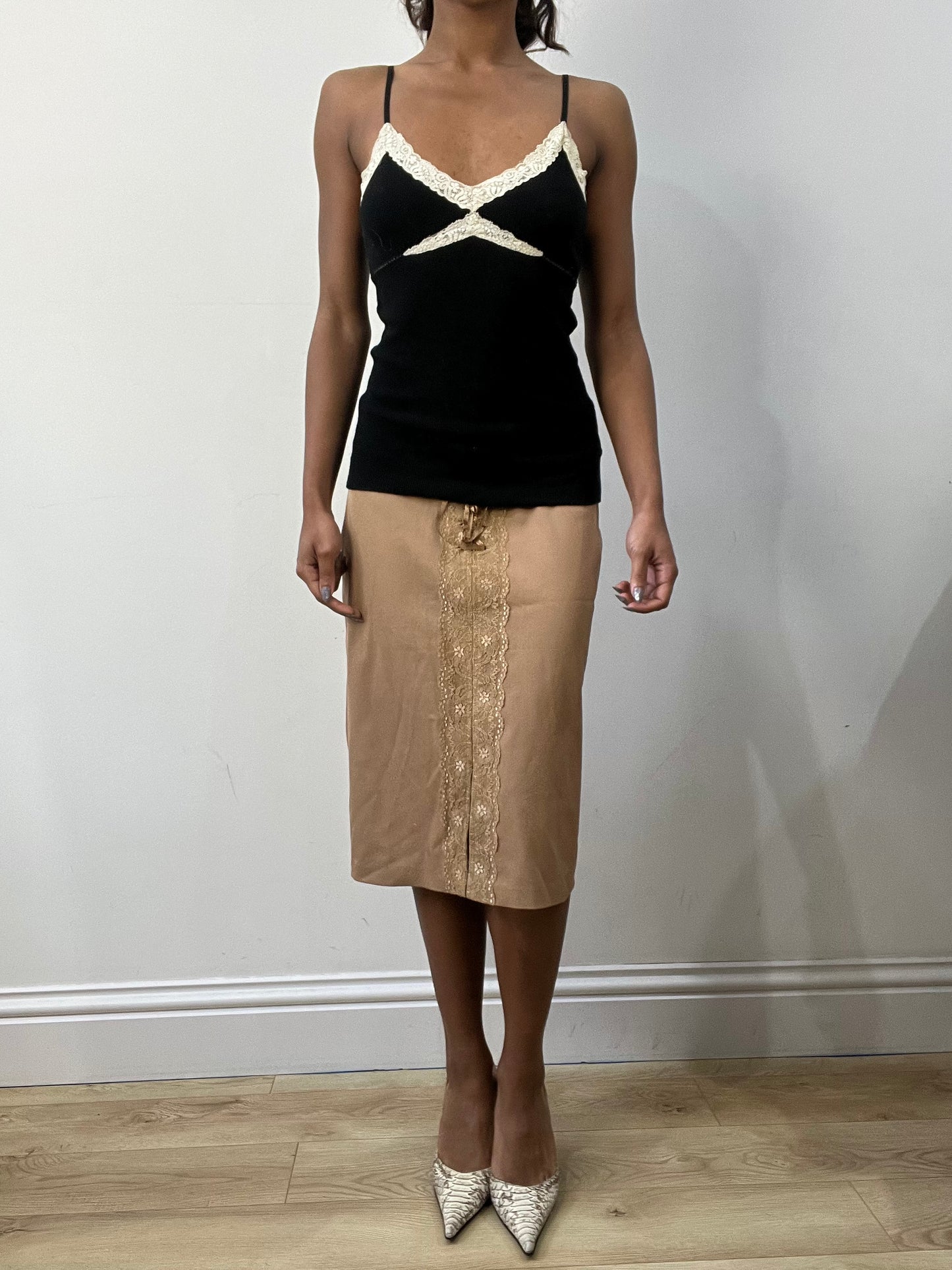 romantic grunge edit | small black cami top with lace trim detail