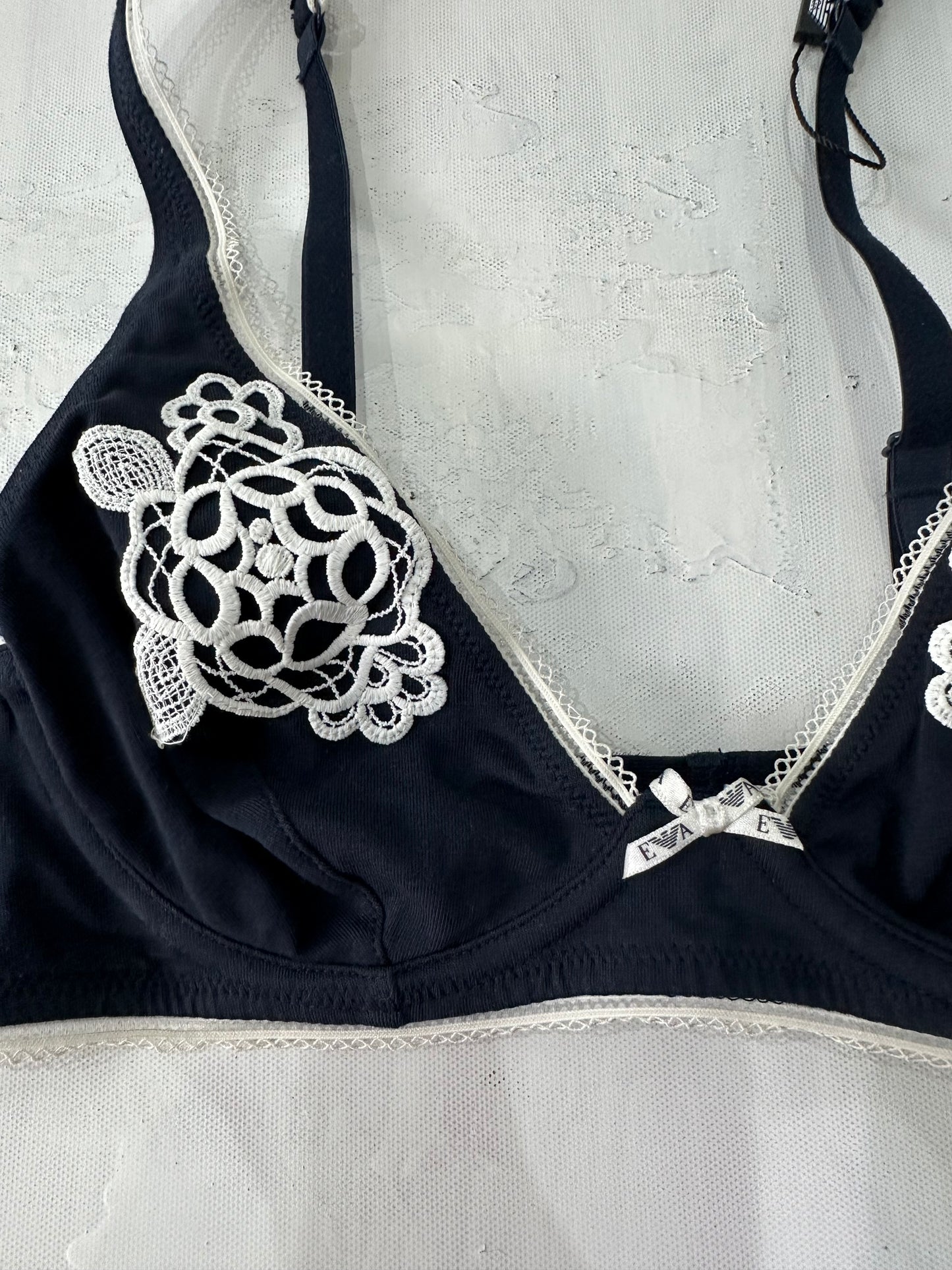 vintage edit: valentine’s day | small black armani lace trim bra