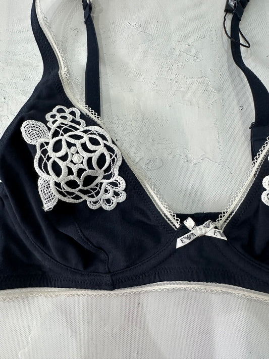 vintage edit: valentine’s day | small black armani lace trim bra