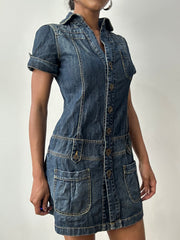 midsummer edit | medium blue denim button up mini dress