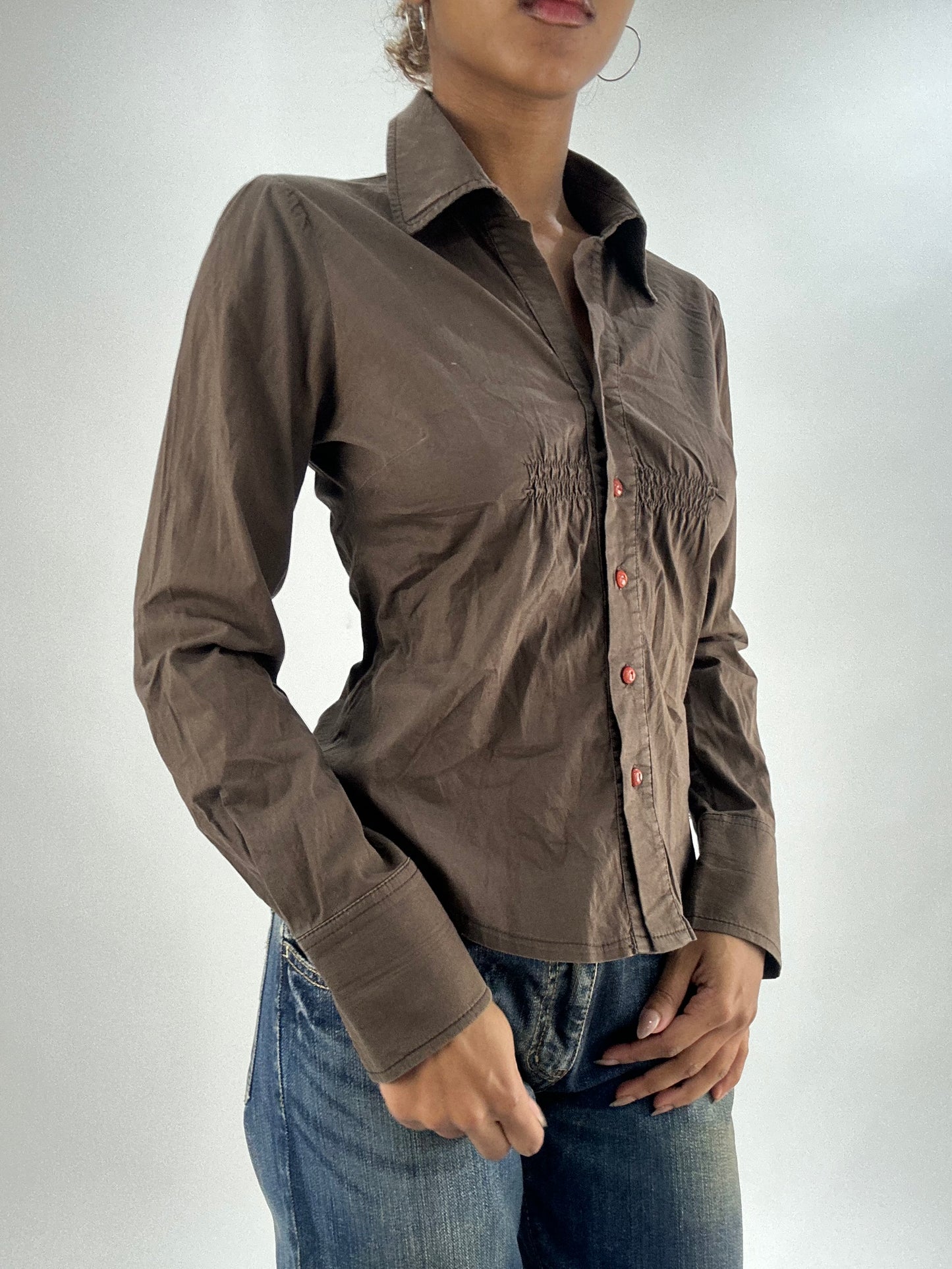 vintage edit thirty-five | small brown button up shirt