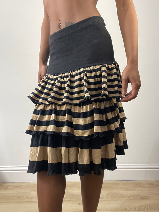 vintage edit: fashion week | extra small black striped midi skirt