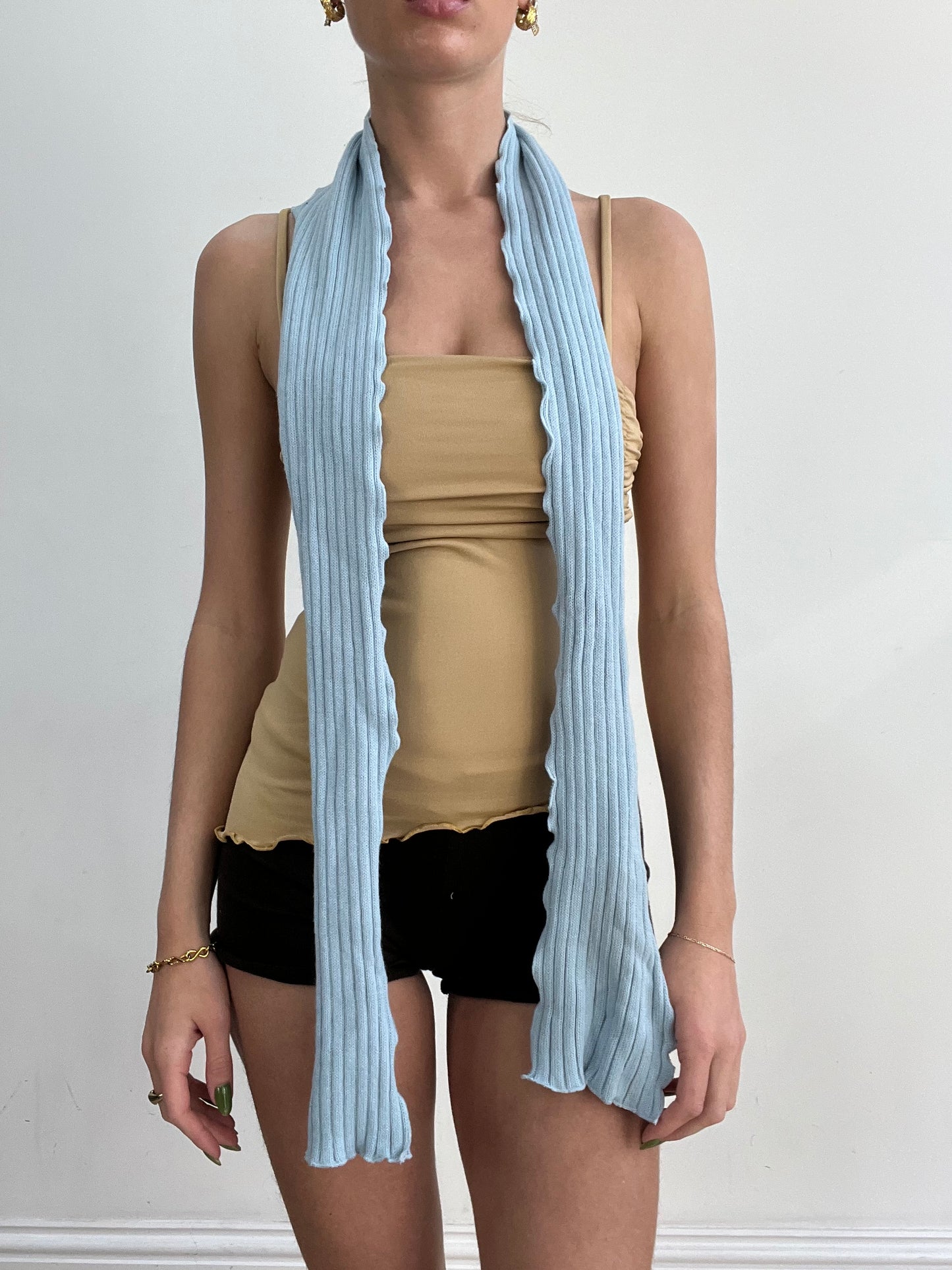 #385 SAMPLE SALE | blue ribbed scarf