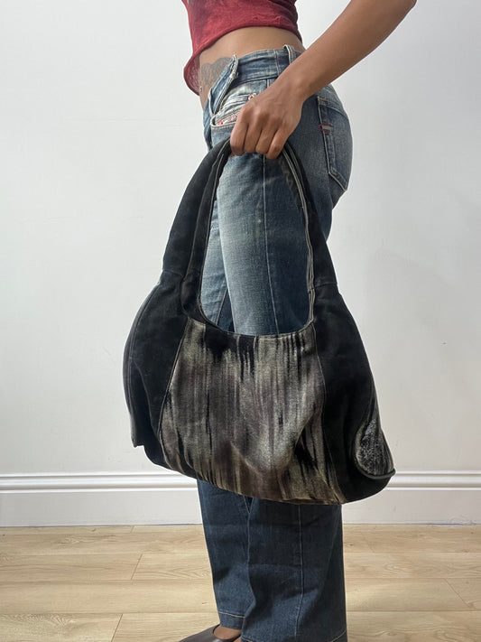 vintage edit thirty-two | grey and black striped shoulder bag