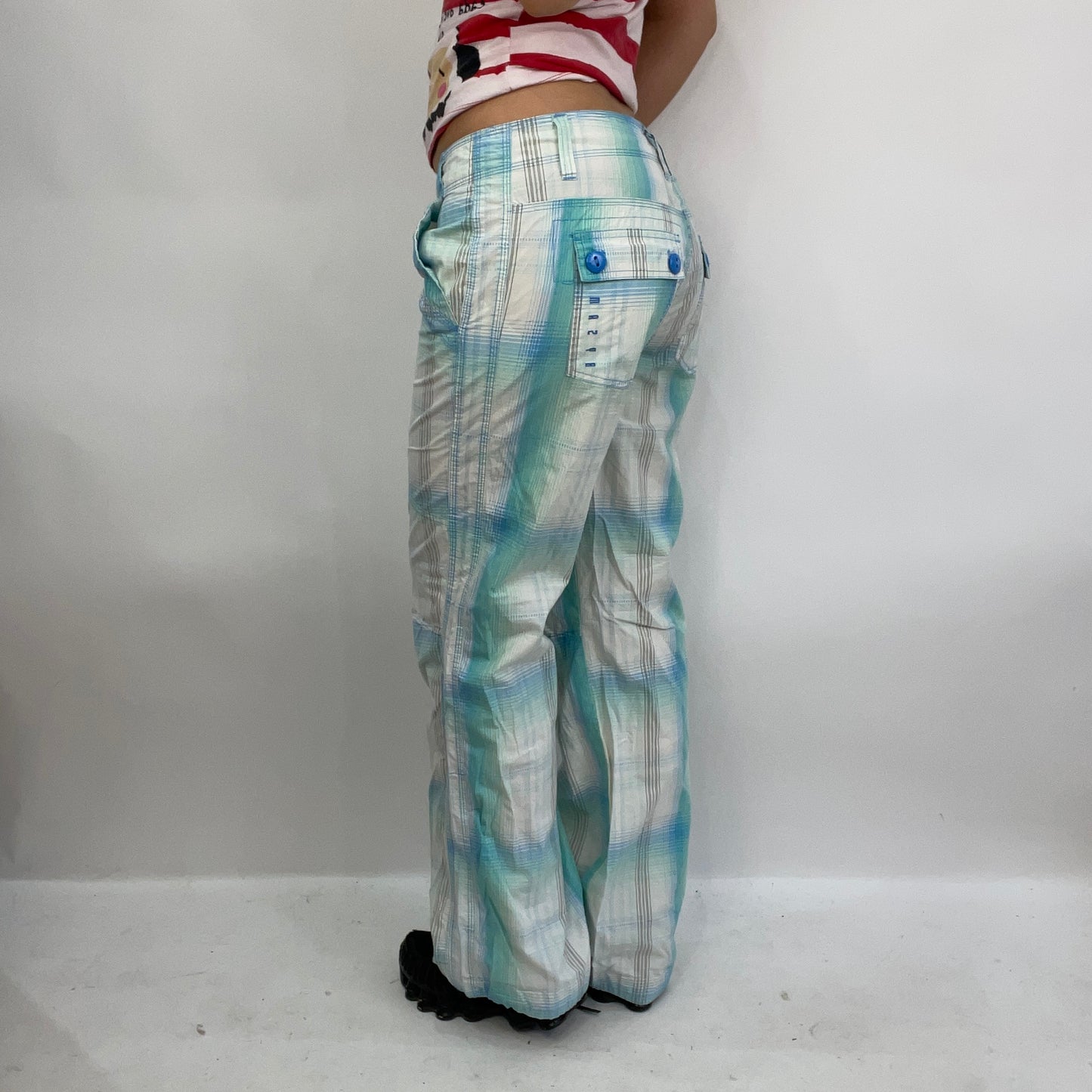 STUDIO FAVES | medium blue checked trousers