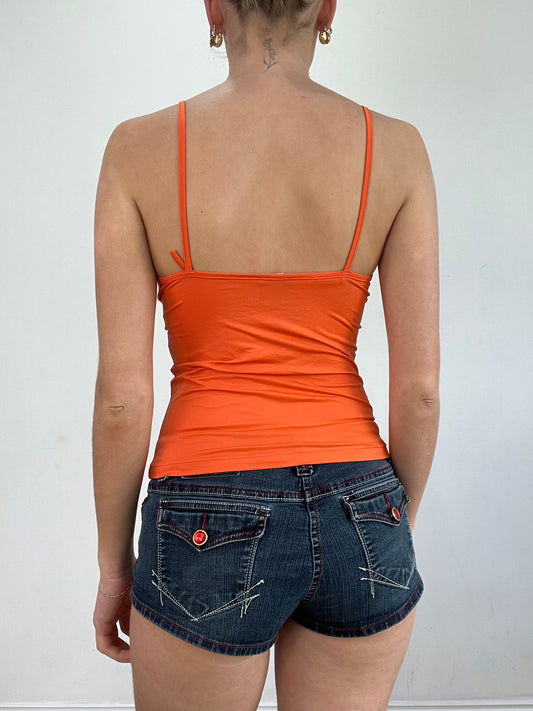 vintage edit twenty | medium orange blumarine vest with writing graphic