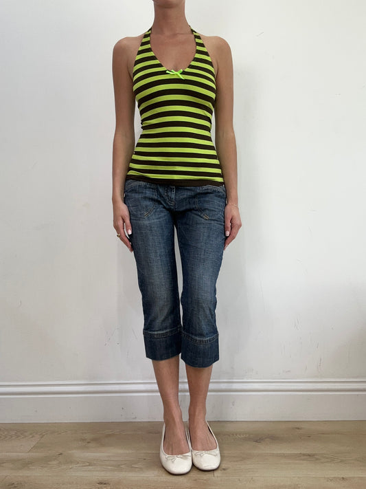 BEST PICKS | small brown and green stripe halterneck