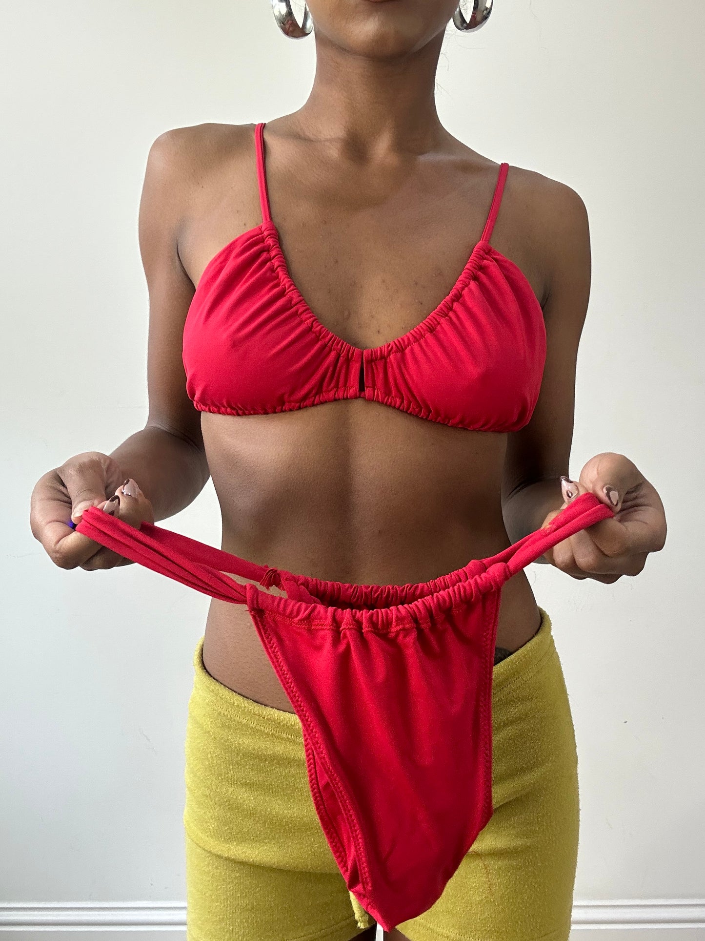 vintage edit thirty-one | small red ruched bikini set