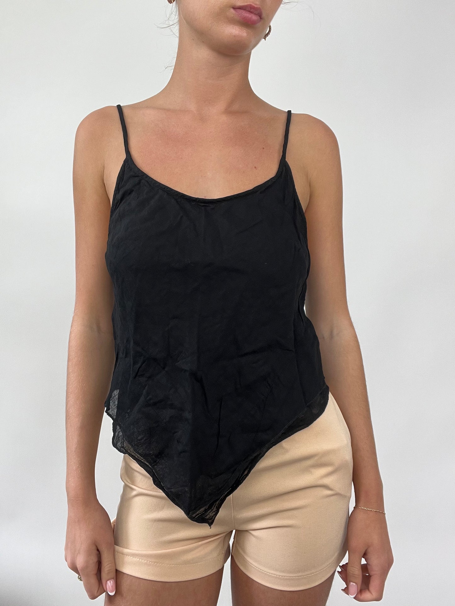 PALM BEACH DROP | small black cami with tie at the back