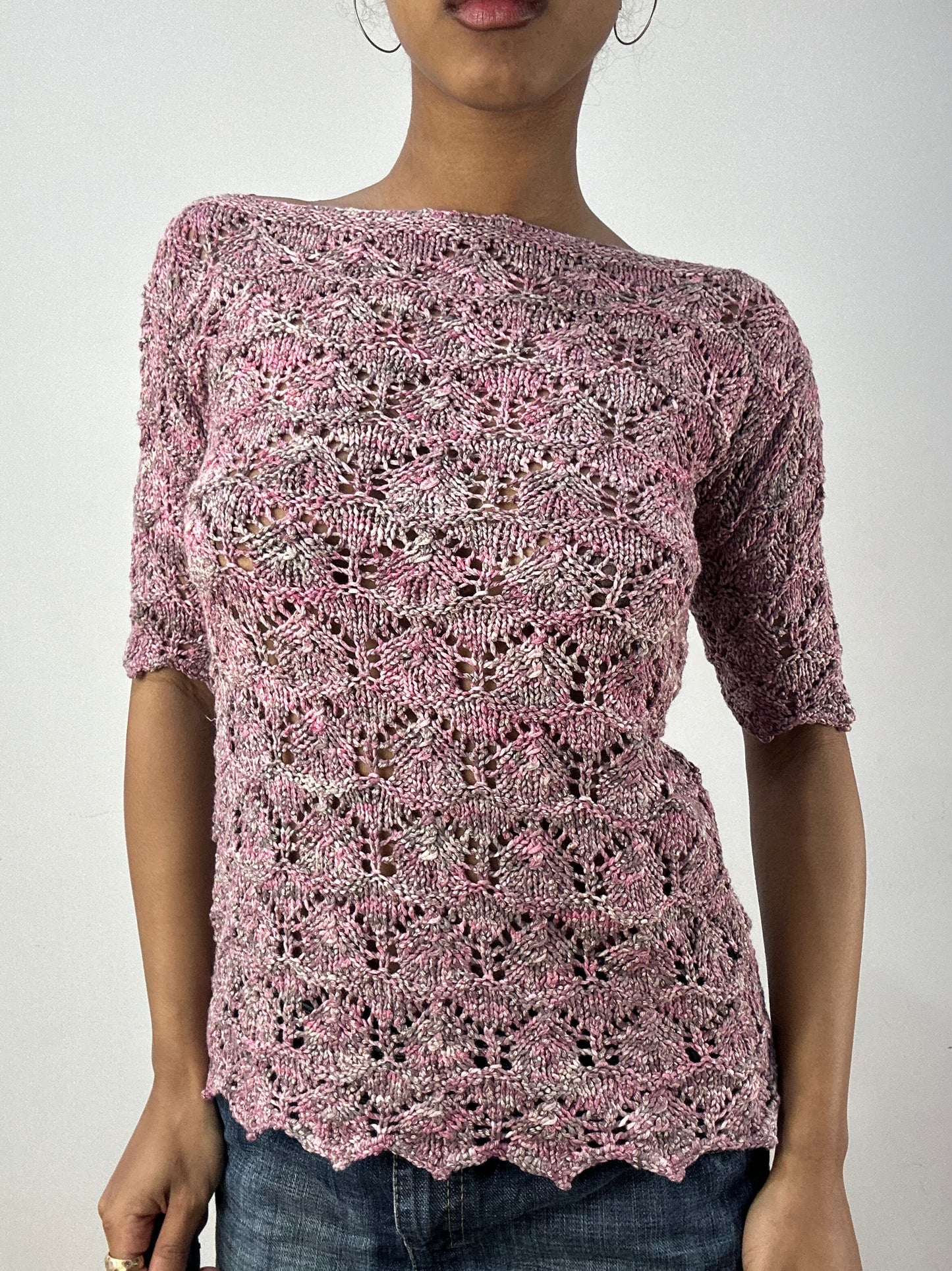 vintage edit thirty-six | small/medium pink knit short sleeve top