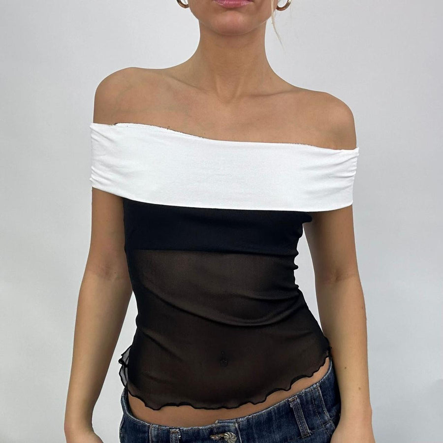 * vente d’échantillons | taille: M · couleur: noir + blanc · article: haut · détails: sans manches + mila