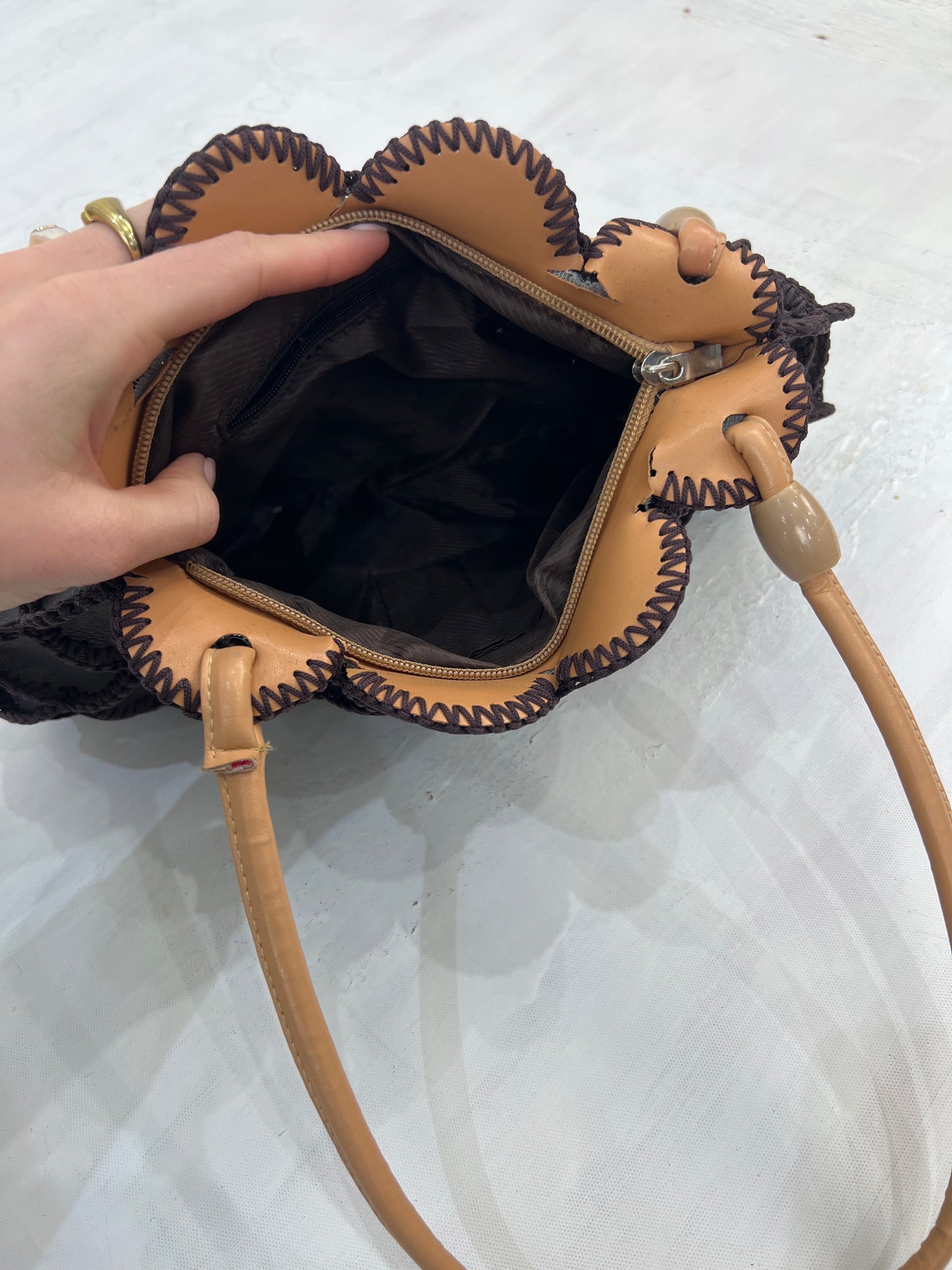 vintage edit eight | brown faux leather shoulder bag