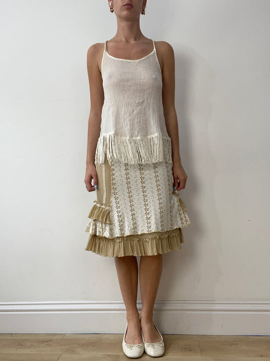 vintage edit thirty | small white linen cami with tassel trim detail