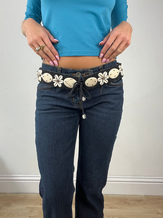 💻 DINNER PARTY | black and white shell belt