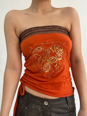‼️ | small orange sequin embroidery bandeau top