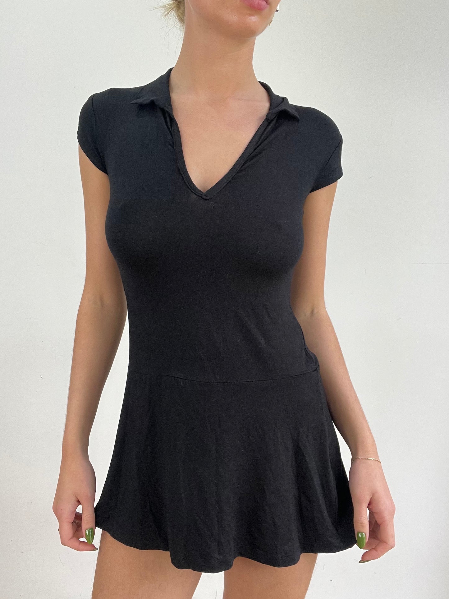 #334 SAMPLE SALE | extra small black short sleeve dress