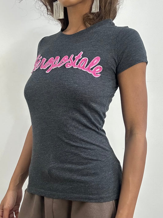 💻 athleisure edit | extra small aéropostale grey t-shirt with pink logo front