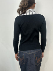 BEST PICKS | small black ribbed jumper with built in shirt detail