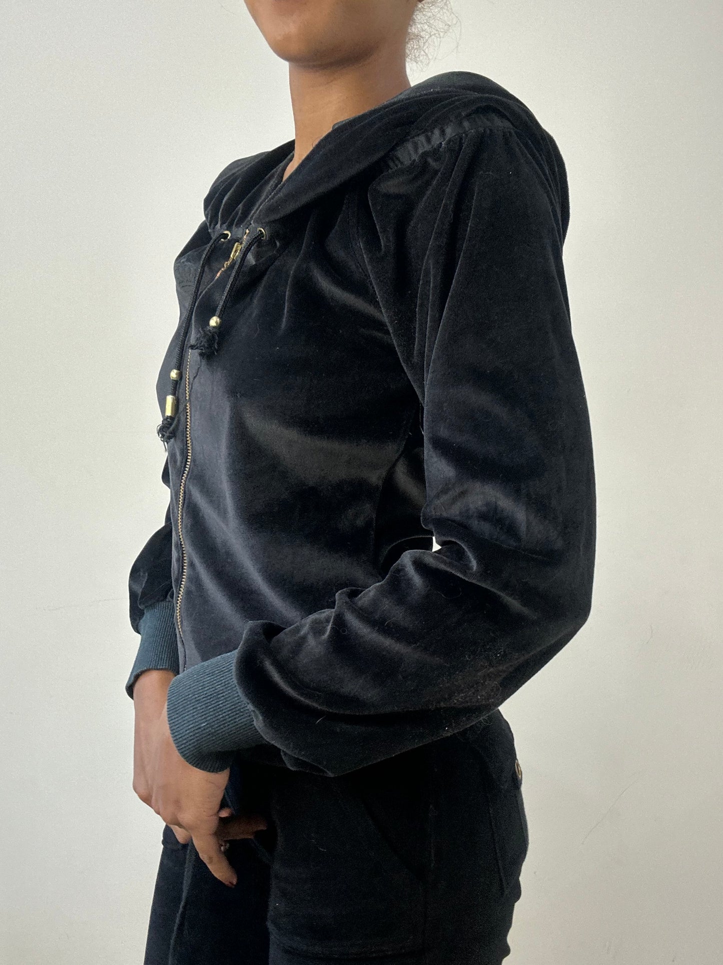 winter edit | small black velour hoodie