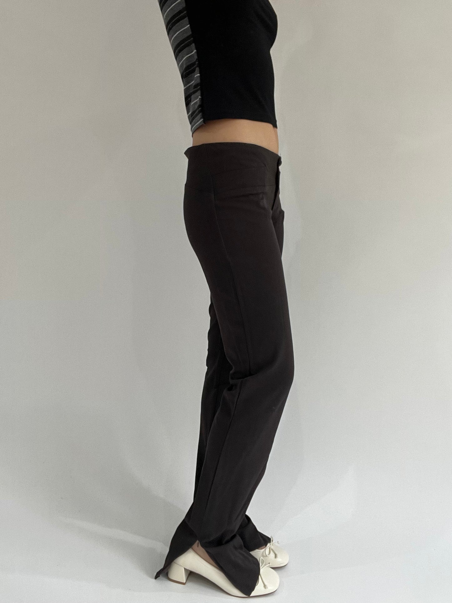 ‼️ | brown pocket detail fitted trousers