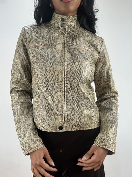 vintage edit fifteen | small beige faux snakeskin jacket