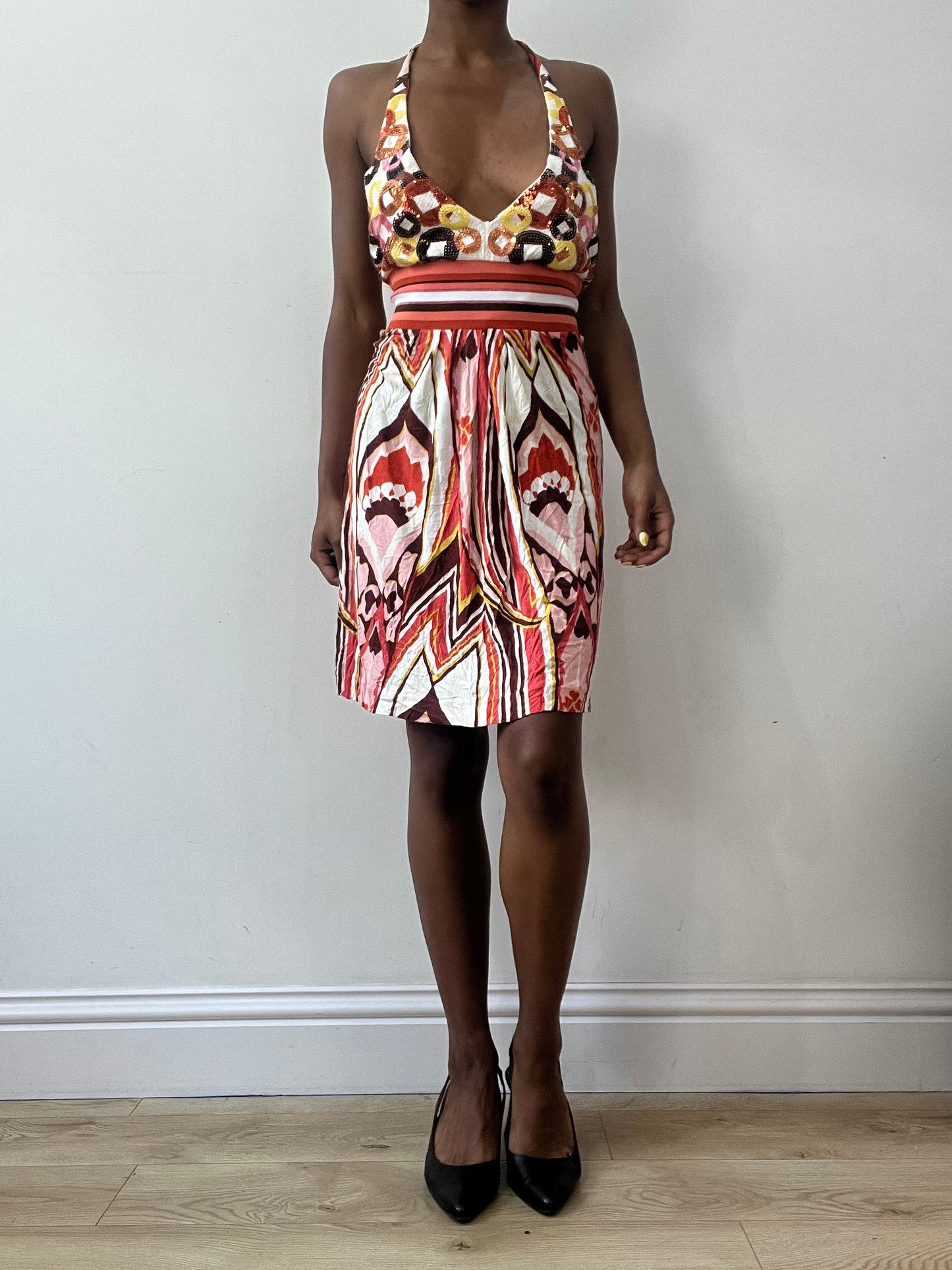 BEST PICKS | small pink and white pinko halterneck dress