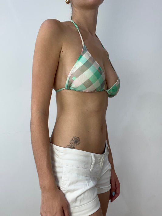 vintage edit thirty | small green and pink bikini set with plaid print