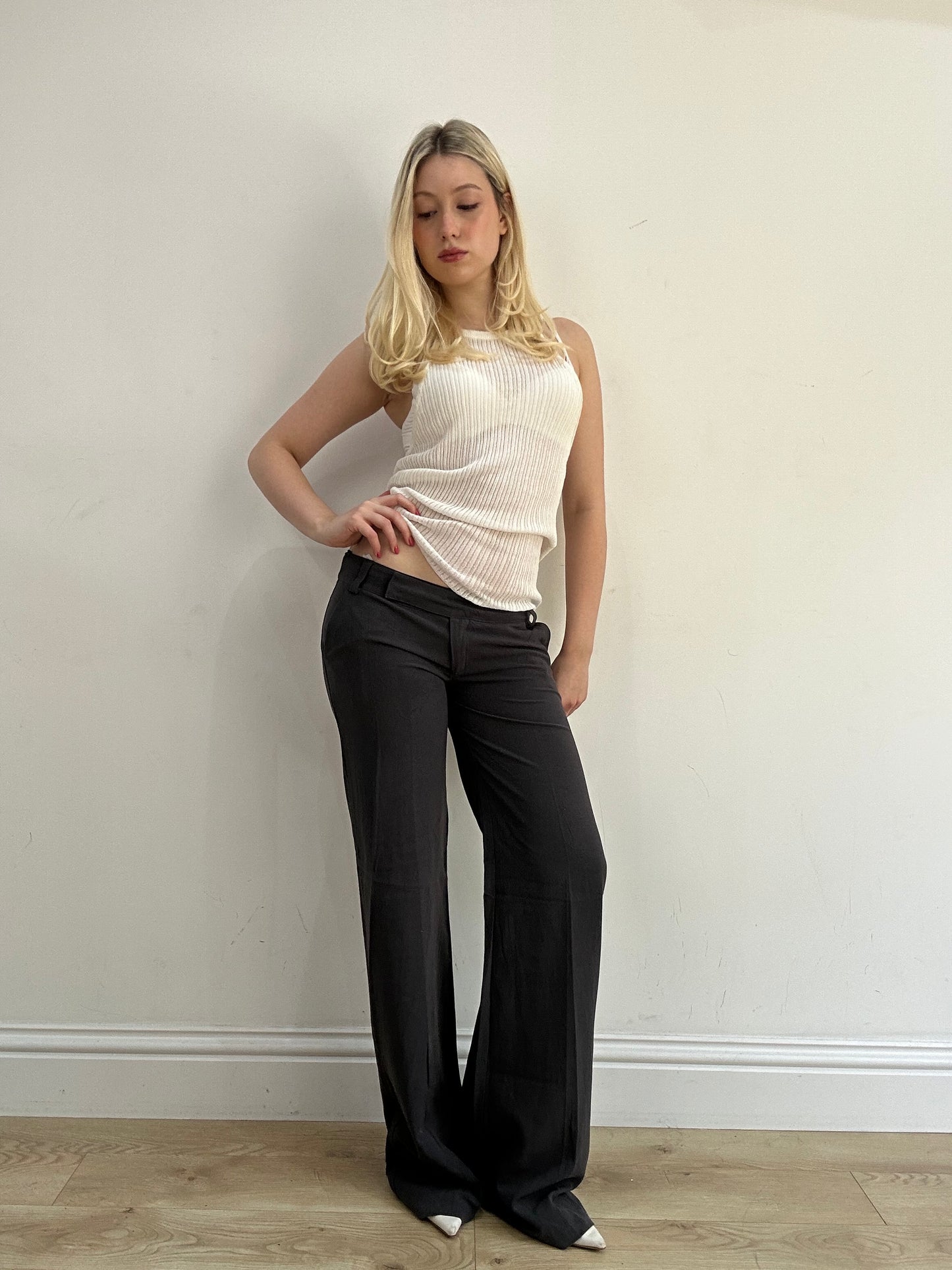 ‼️ | black straight leg trousers