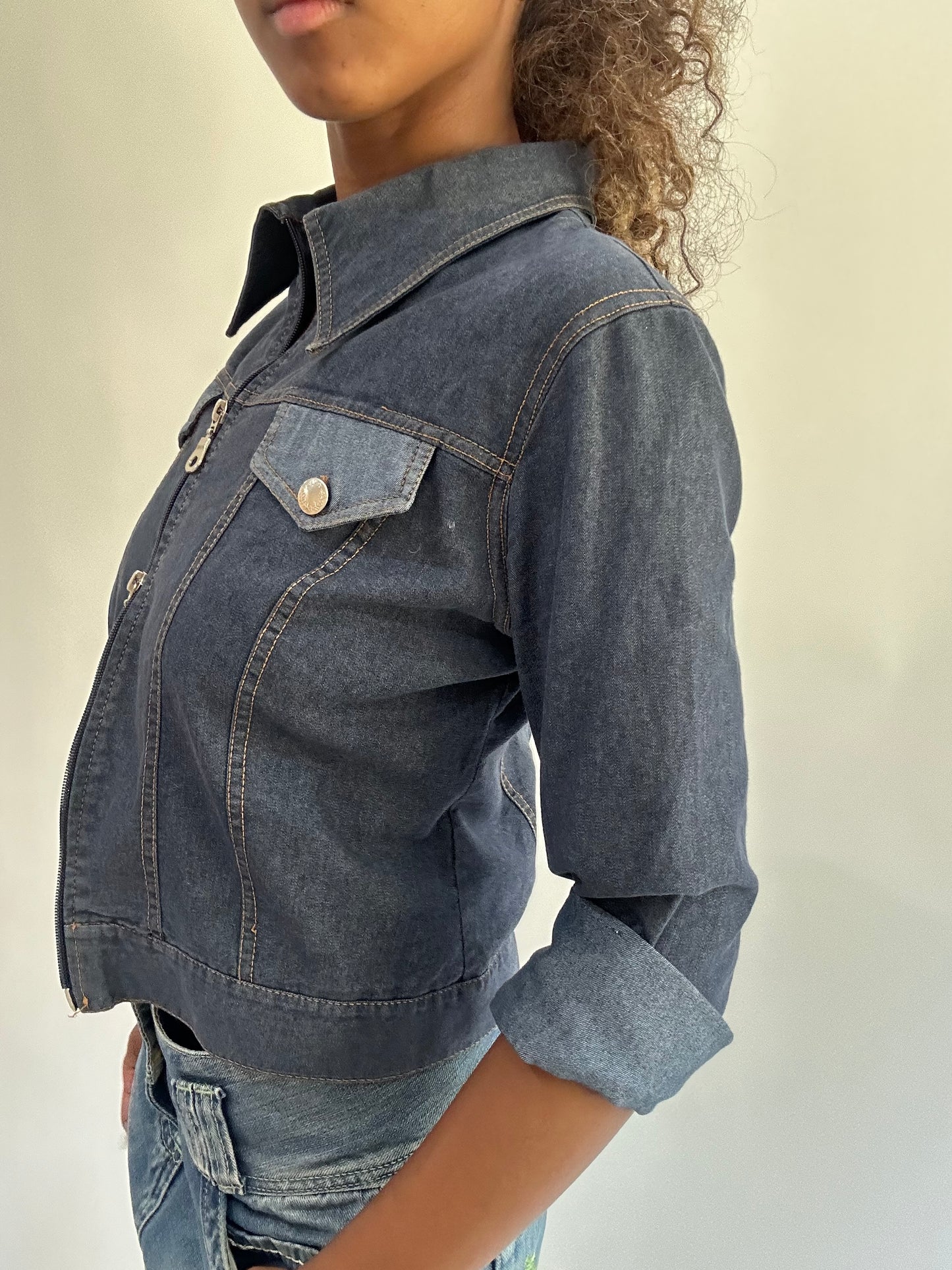 wag drop | small blue denim style dual zip jacket