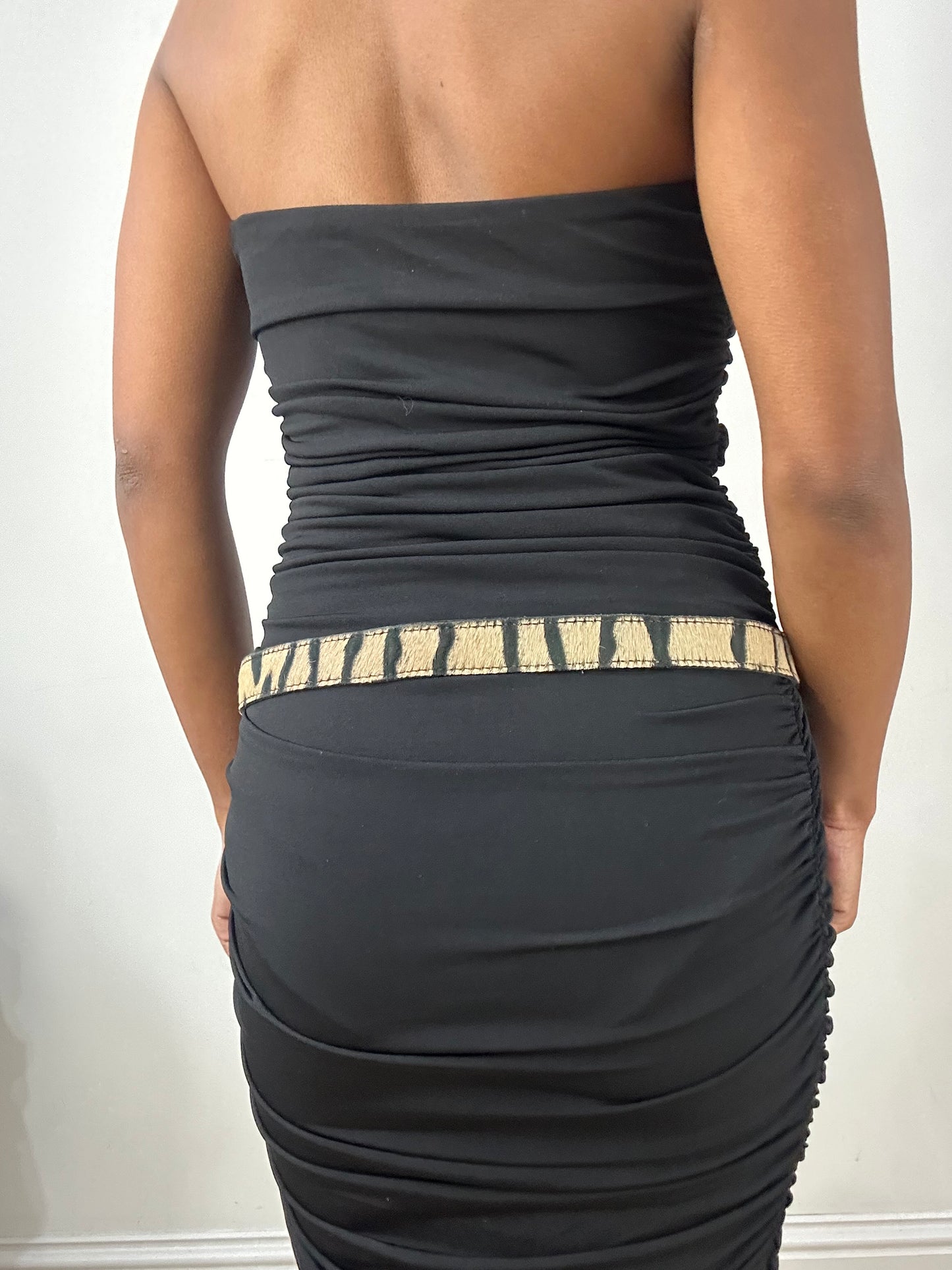 vintage edit: halloween | brown and black skinny belt with tiger print
