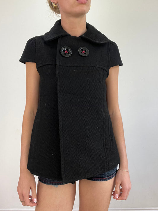 vintage edit twenty | small black short sleeve pea coat