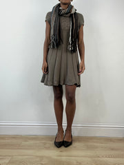 winter edit | brown and blue striped knit tassel scarf