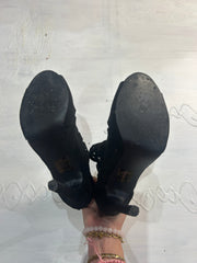 gossip girl drop | uk 5 black caged peep-toe ankle boots
