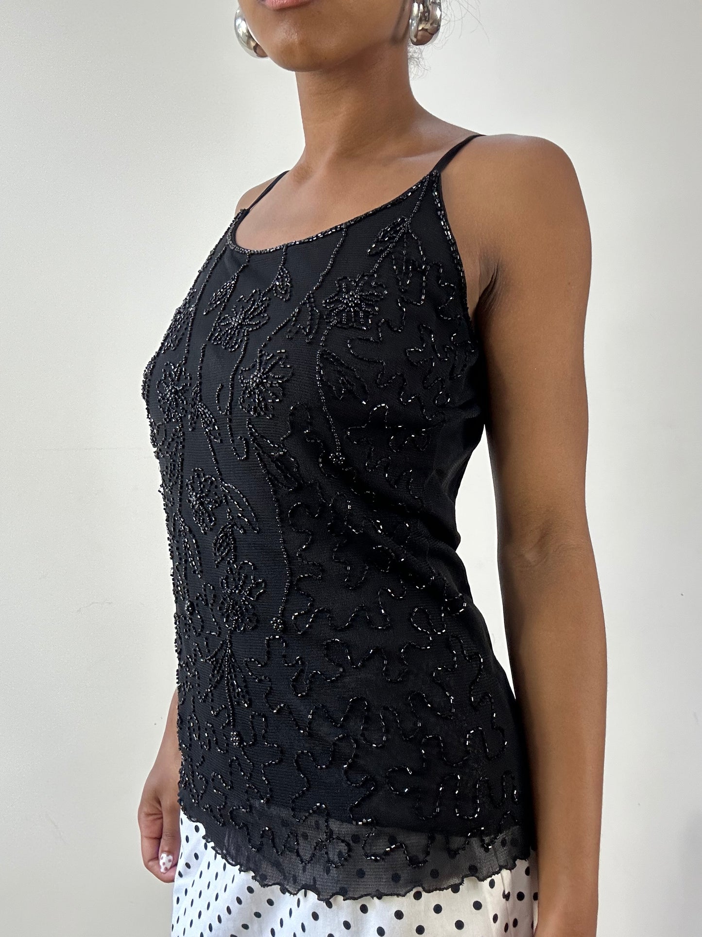 vintage edit twenty-seven | medium black beaded cami top