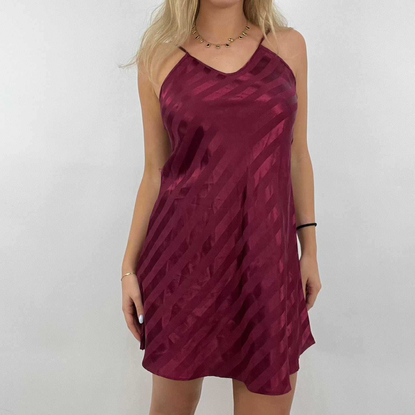 12 DAYS OF XMAS DROP | small burgundy striped silk dress