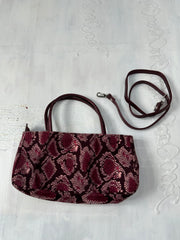 vintage edit fifteen | pink and purple snake print handbag