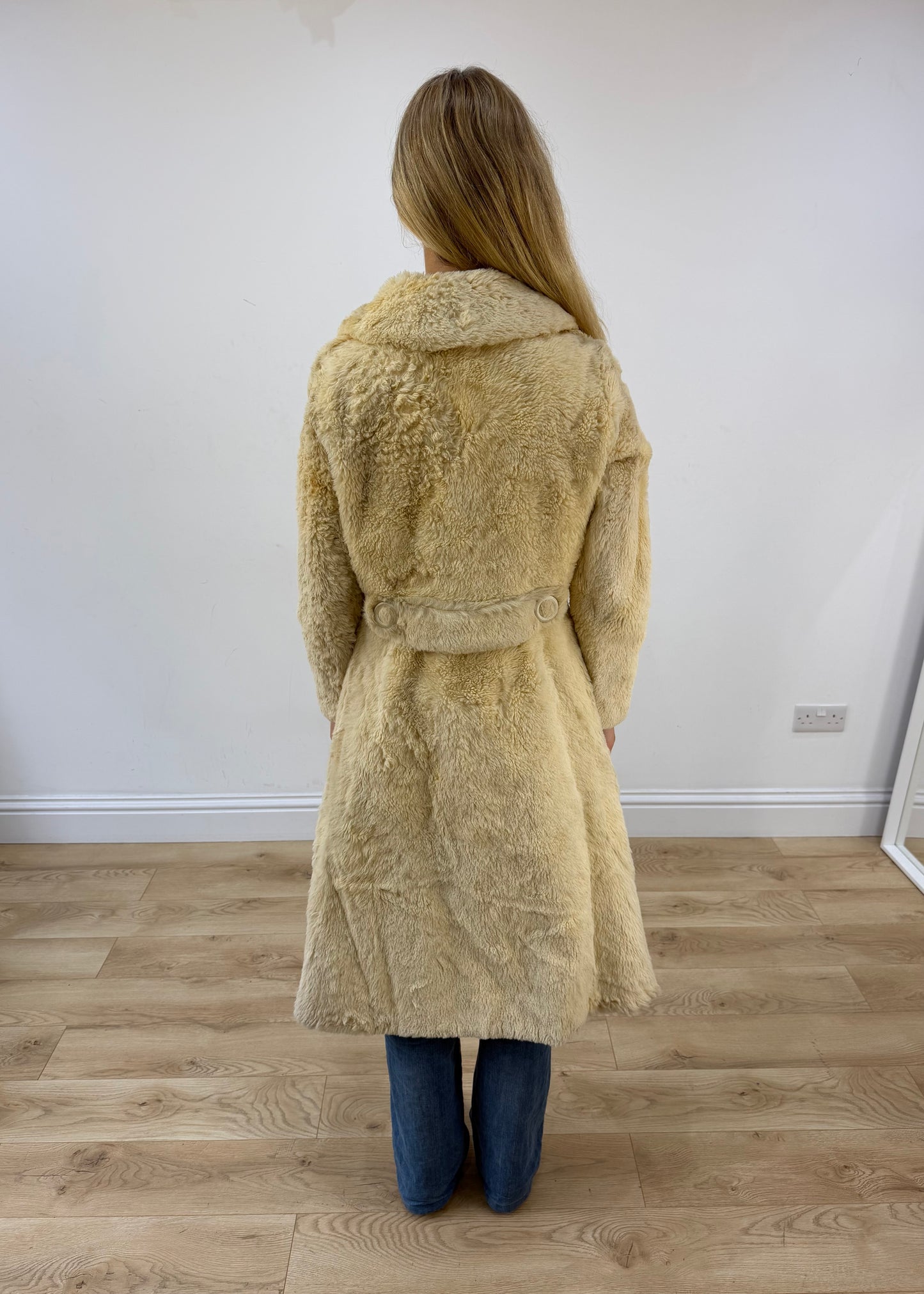 small cream berkeley furs fur trench coat