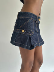 euro trash | small blue mini skirt with gold stitching
