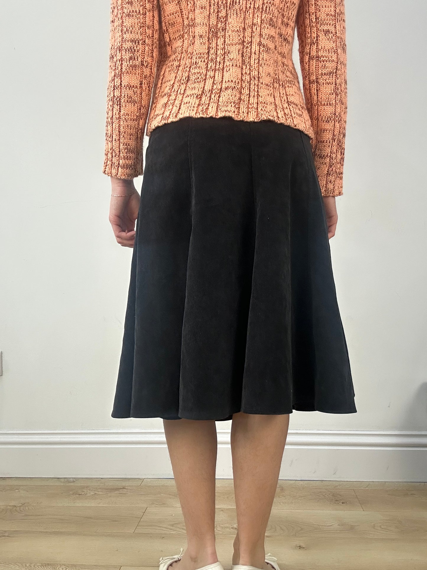 countryside | small black corduroy midi skirt